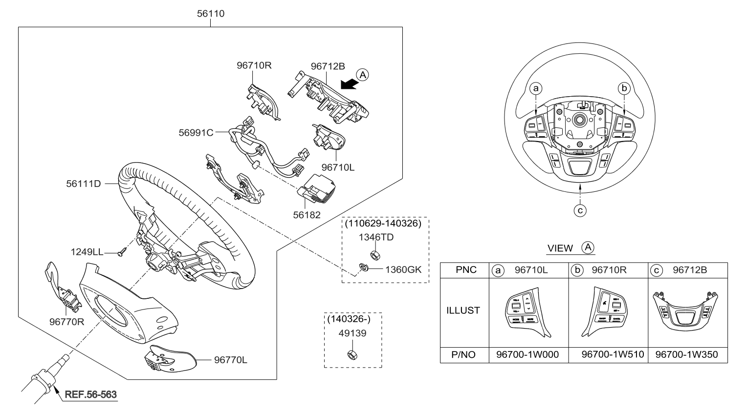 Kia 561001W183HU Steering Wheel Assembly