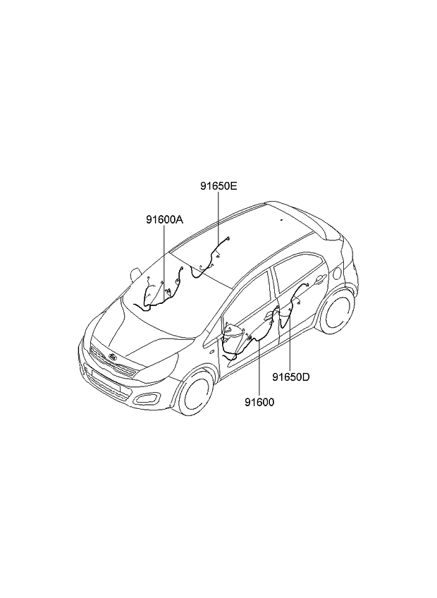 Kia 916601W020 Wiring Assembly-Rear Door RH