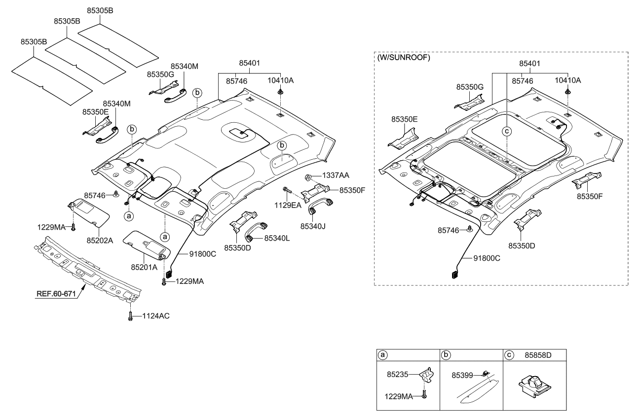 Kia 854104C510AMC Headlining Assembly