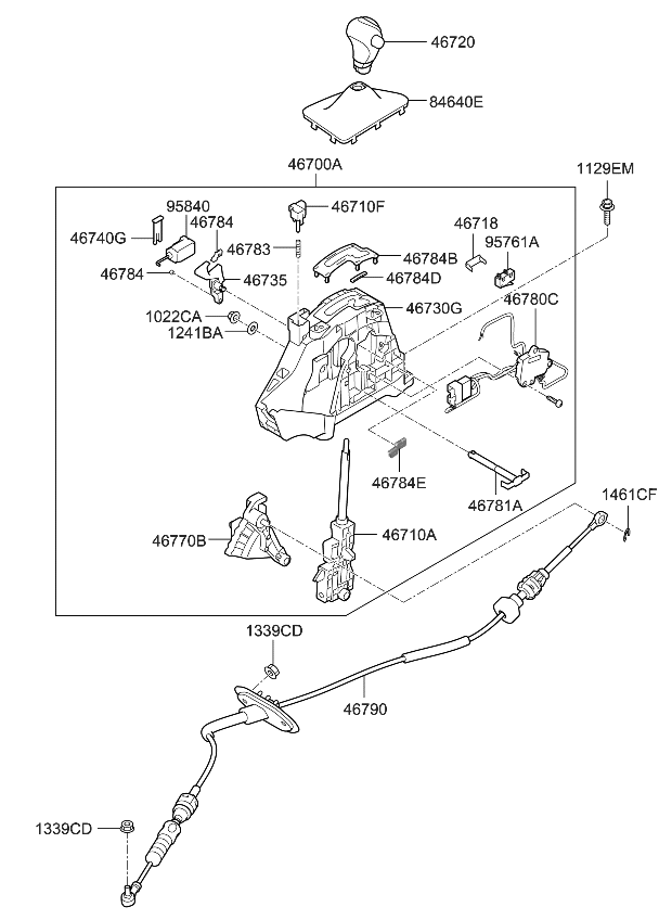 Kia 467212T800 Lever-Gear Shift