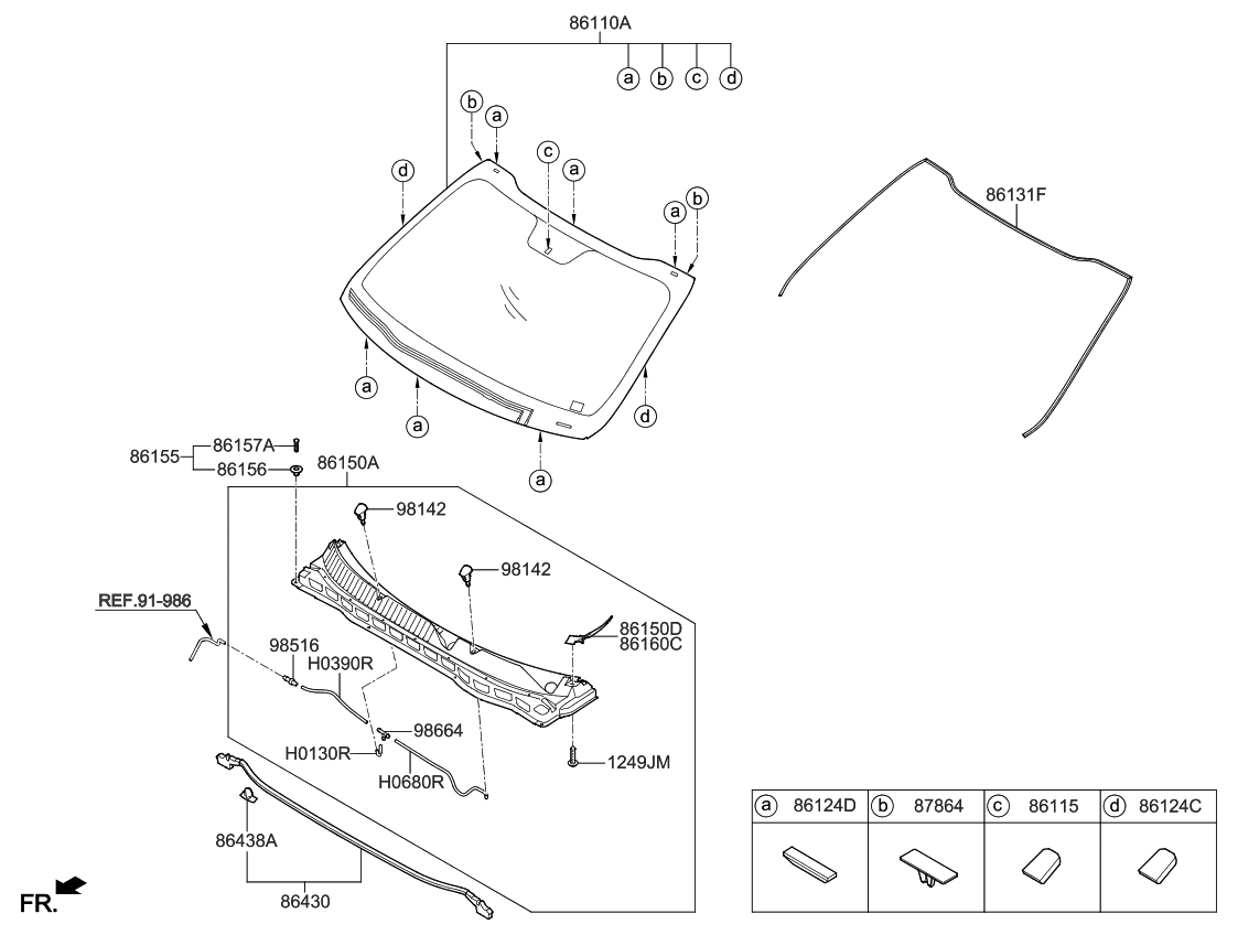 Kia 861504C000 Cover Assembly-Cowl Top