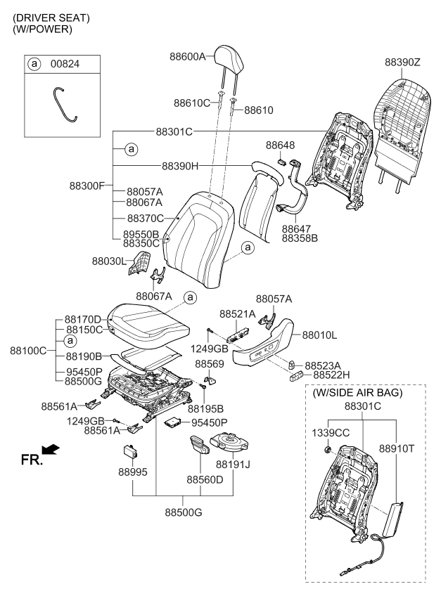 Kia 883004C610AWA Back Assembly-Front Seat Driver