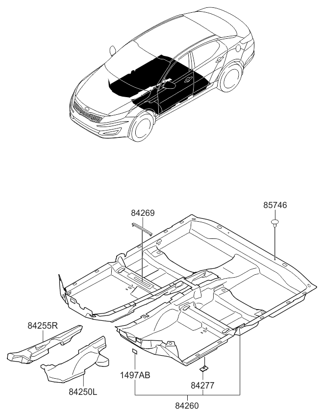 Kia 842604C100VA Carpet Assembly-Floor