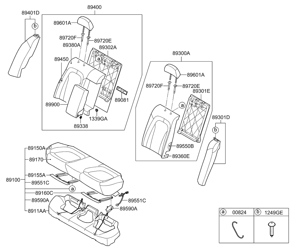 Kia 894954C540MB7 BACK ASSY-RR SEAT SI