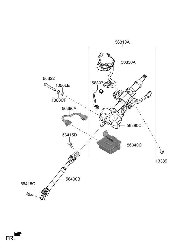 Kia 56390D3210 Column & Housing Assembly