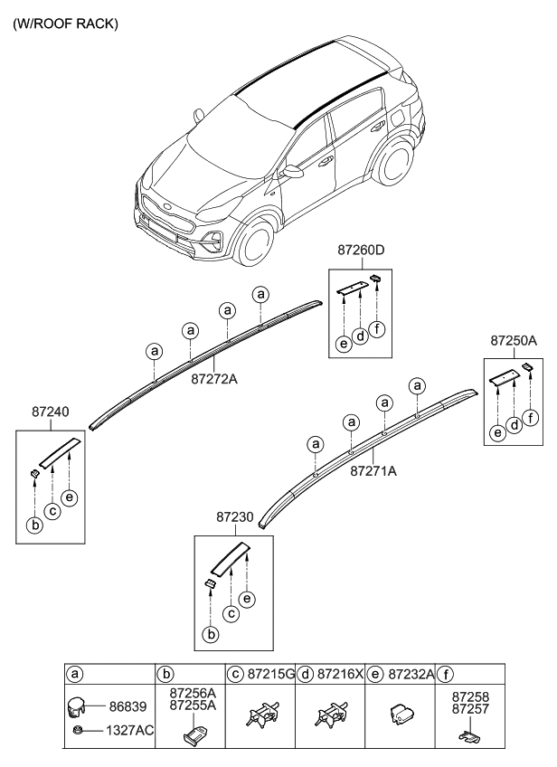 Kia 87280D9510EB Rack Assembly-Roof,RH