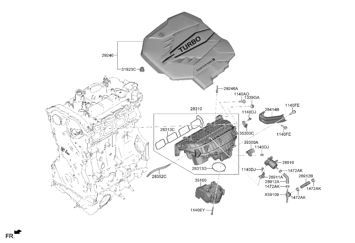 Kia 292402T100 Cover Assy-Engine