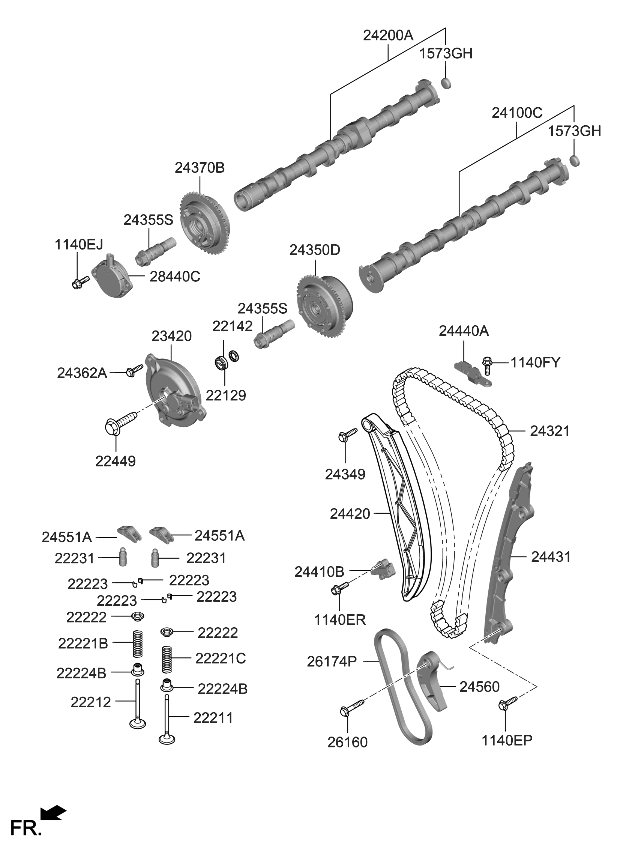Kia 244602T000 TENSIONER Assembly-Oil P