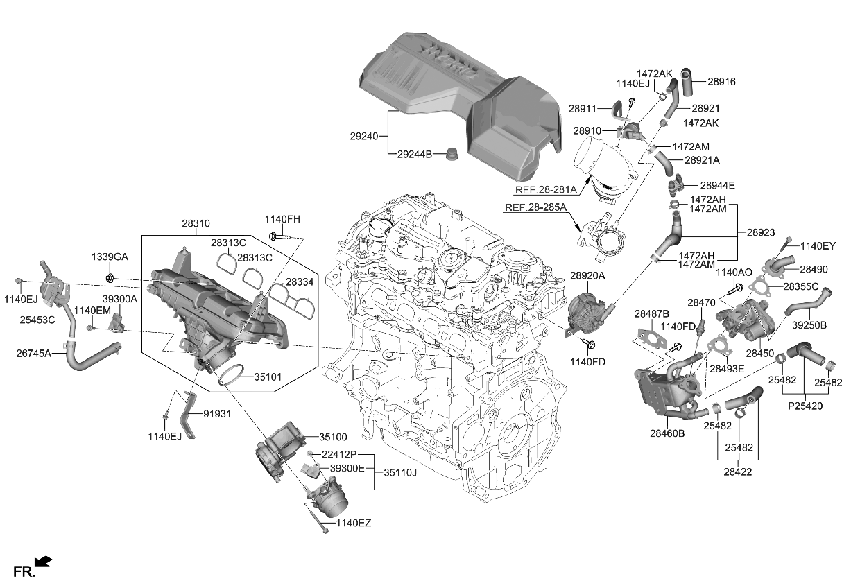 Kia 284912M800 Gasket-EGR Pipe