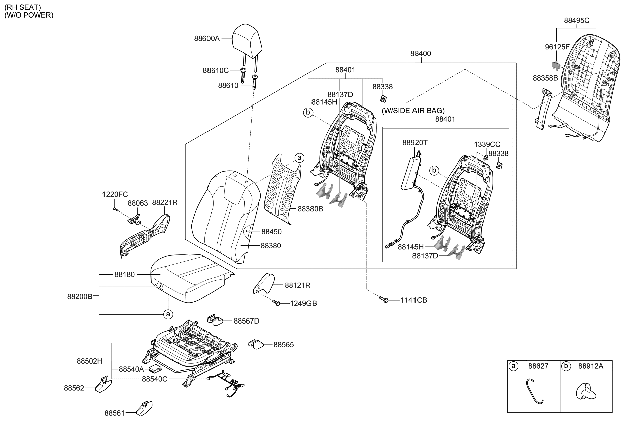 Kia 88400P2320MTK BACK ASSY-FR SEAT,RH