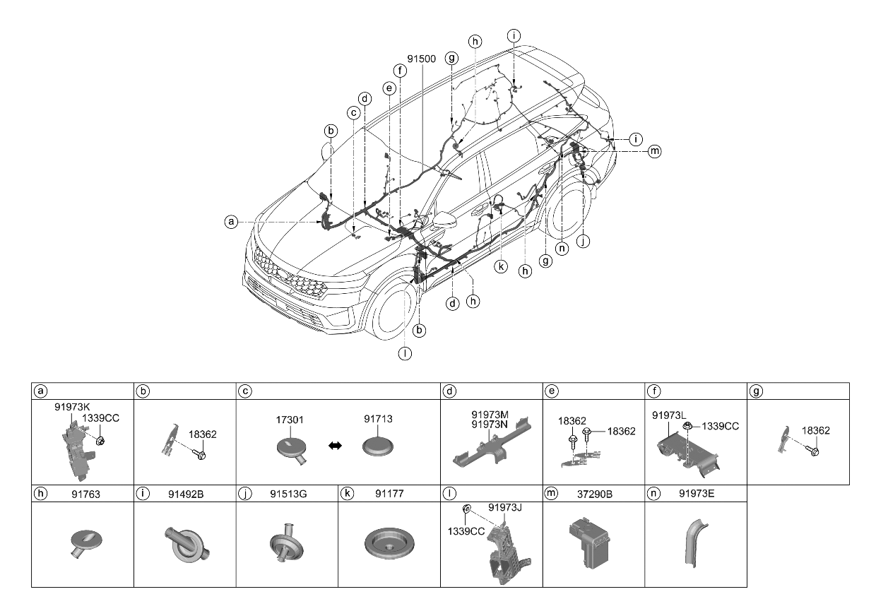 Kia 91507P4481 WIRING ASSY-FLOOR