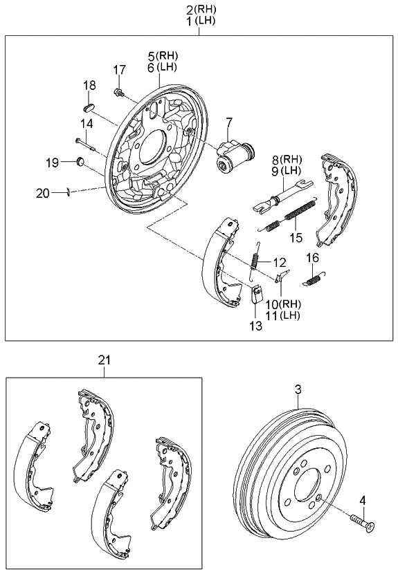 Kia 583601G000 Drum Brake Assembly-Rear R