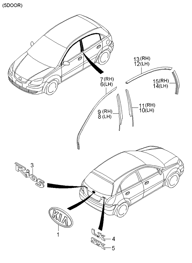 Kia 863621G000 Front Door Black Frame Tape 863621G000 Kia Front Door Black Frame Tape