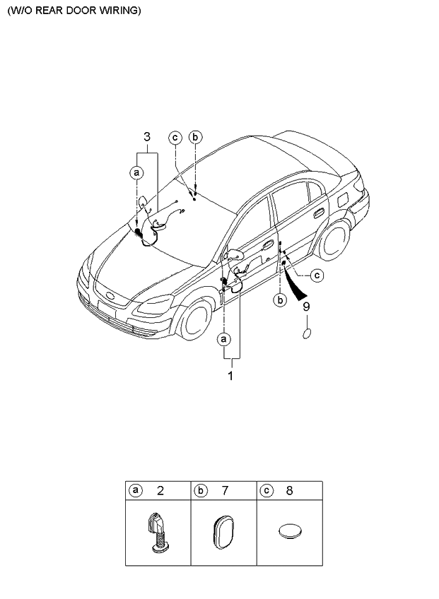 Kia 916101G080 Front Door Assist Wiring Assembly 916101G080 Kia Front Door Assist Wiring Assembly