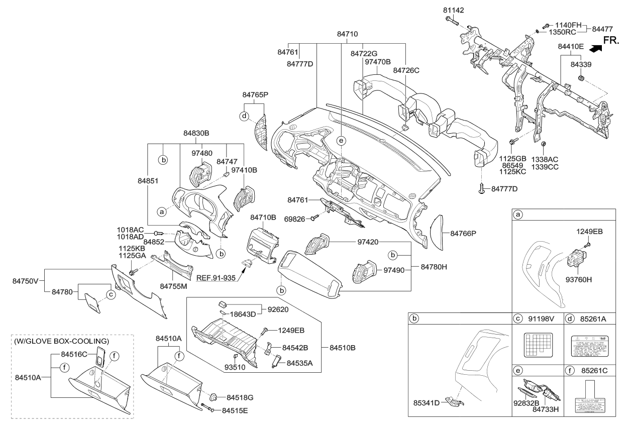 Kia 847613W010 Cover-Crash Pad Center