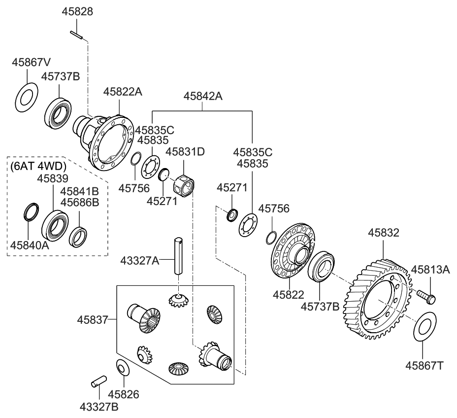 Kia 458373B750 Gear Set-Differential