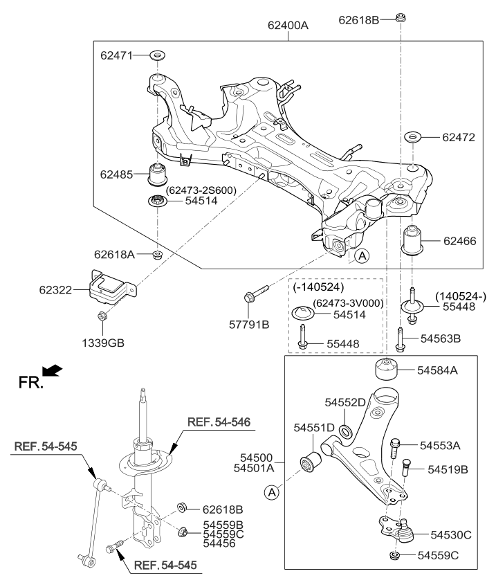 Kia 545013W600 Arm Complete-Front Lower
