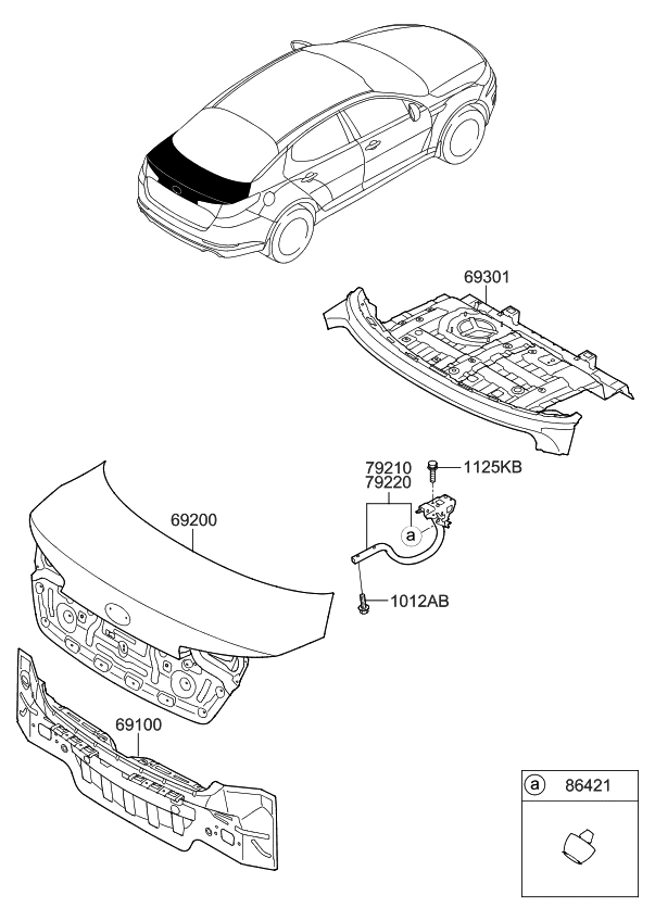 Kia 864212T000 Bumper-Trunk Lid HIN