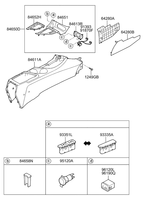 Kia 846512T040FG3 Cover-Console Upper