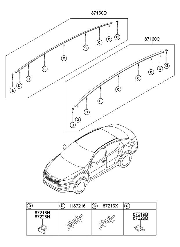 Kia 872162T010 Clip-Roof Moulding