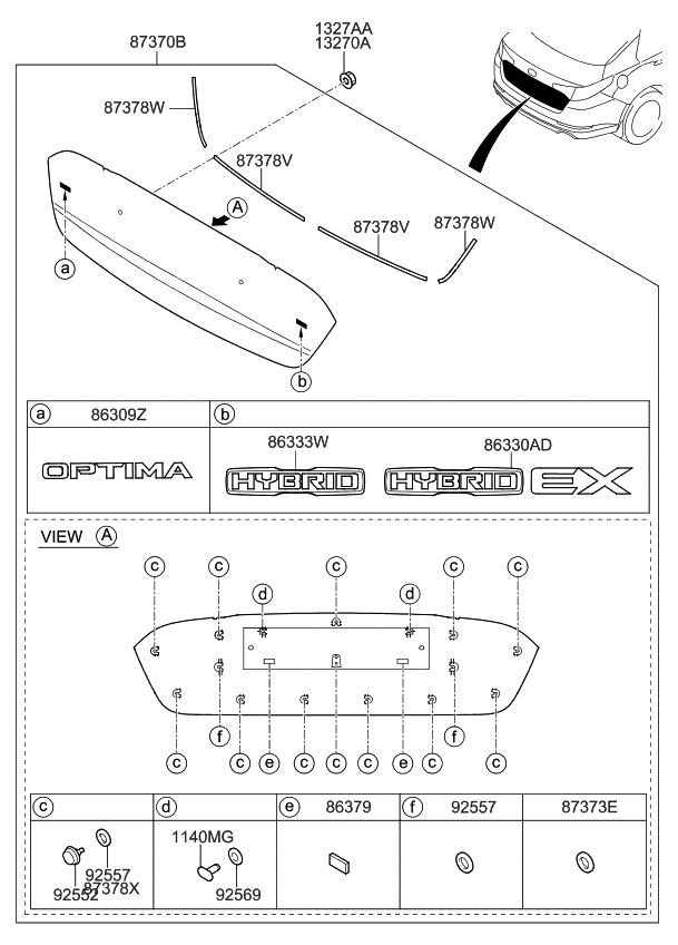 Kia 873704U100 Moulding Assembly-Back Panel