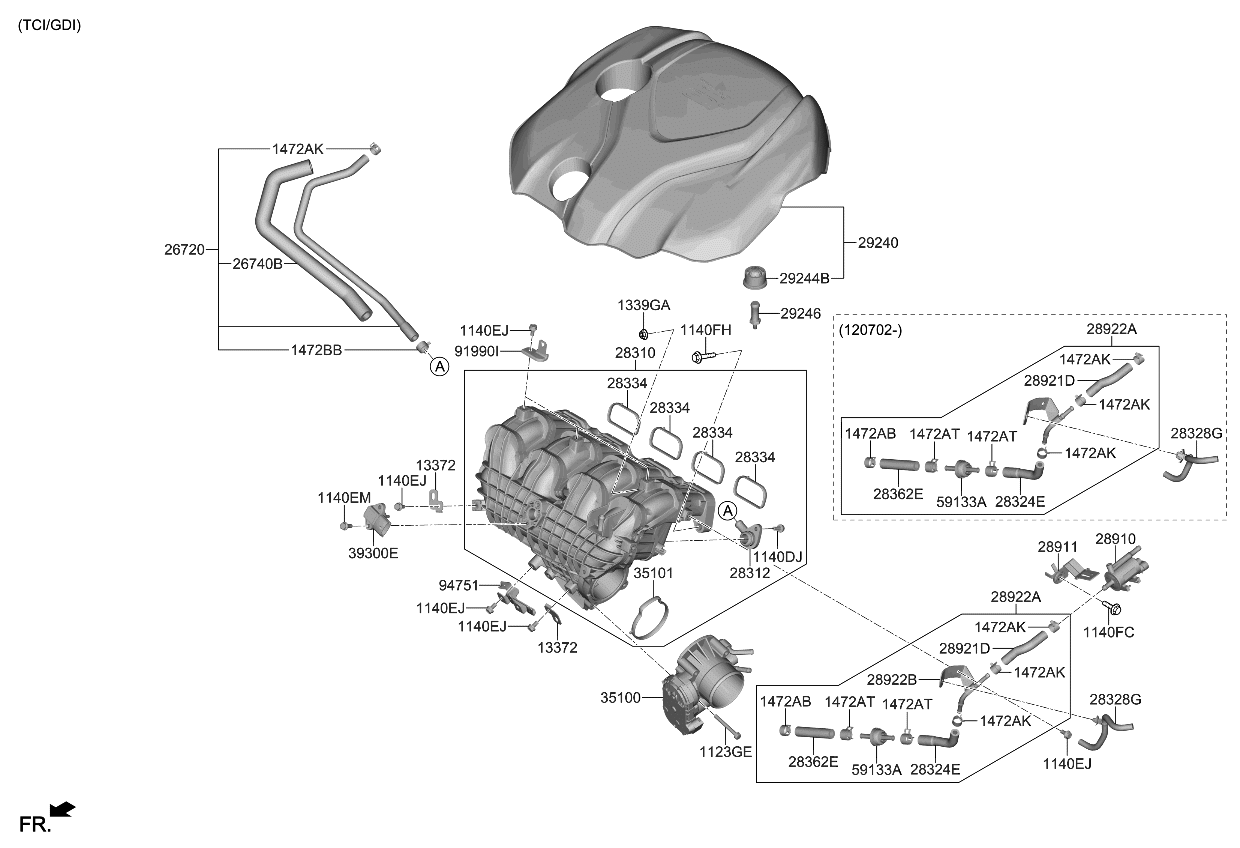 Kia 289212G740 Hose-PURGE Pipe