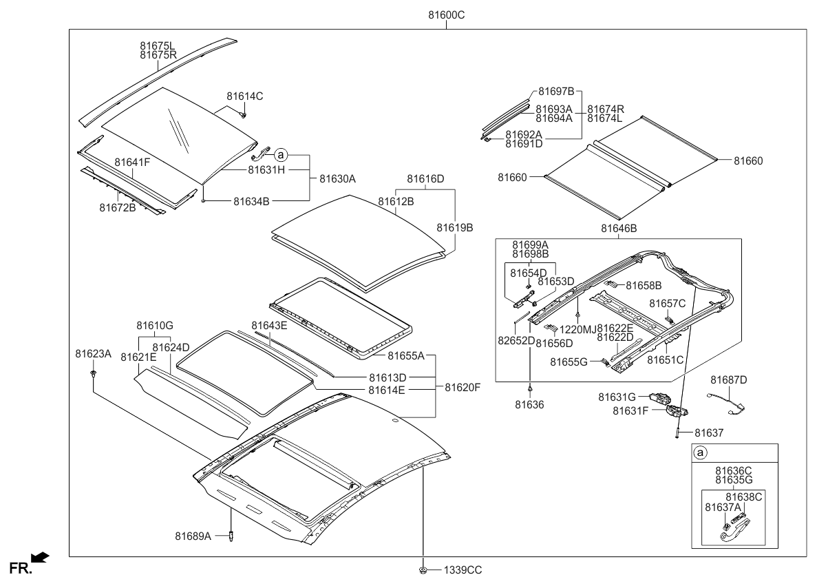 Kia 816604C000APU Roller Blind Assembly-Panoramaroof