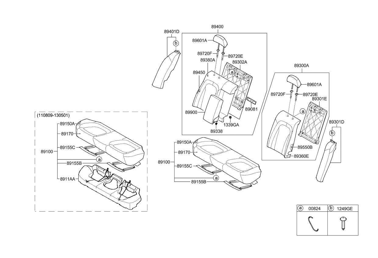 Kia 894004C980MA9 Back Assembly-Rear Seat RH