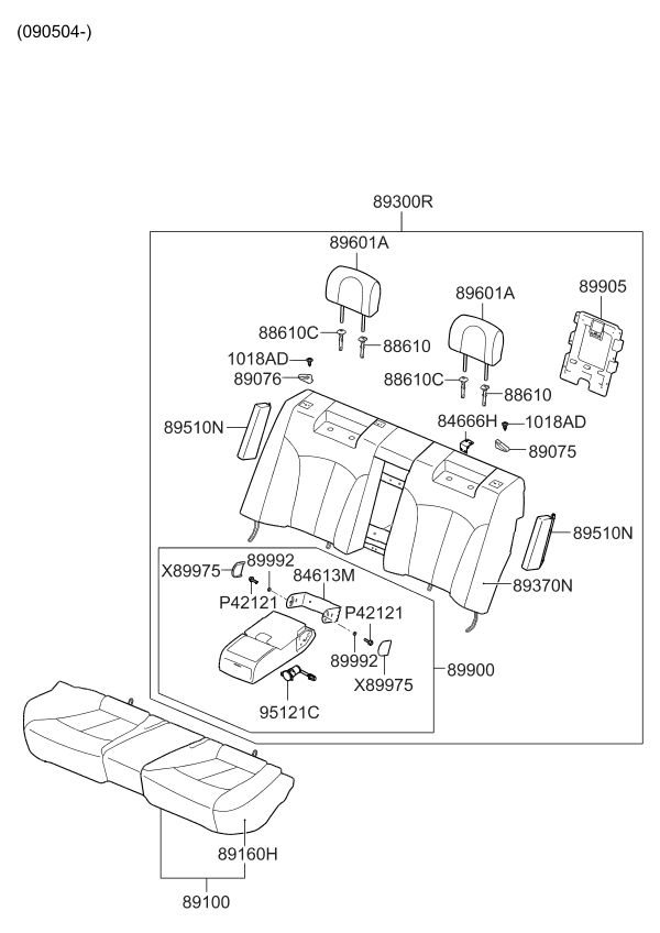 Kia 899053F201VA Board Assembly-Rear Seat Ski Through