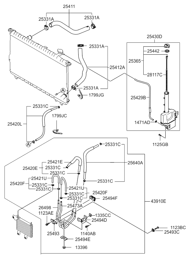 Kia 254213F510 Hose-Oil Cooler