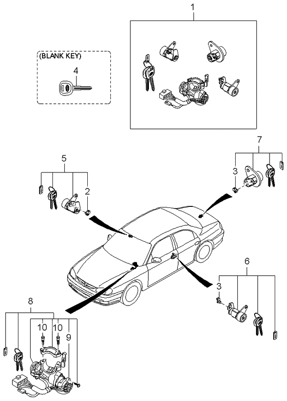 Kia 0K2A376990A Ignition Lock Cylinder