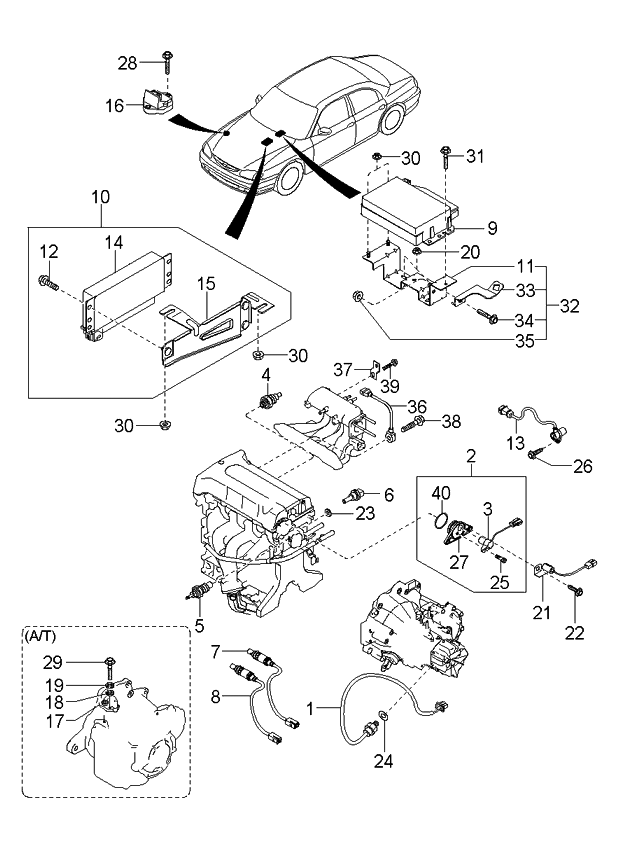 Kia 0K2AA18881A Engine Control Module Computer