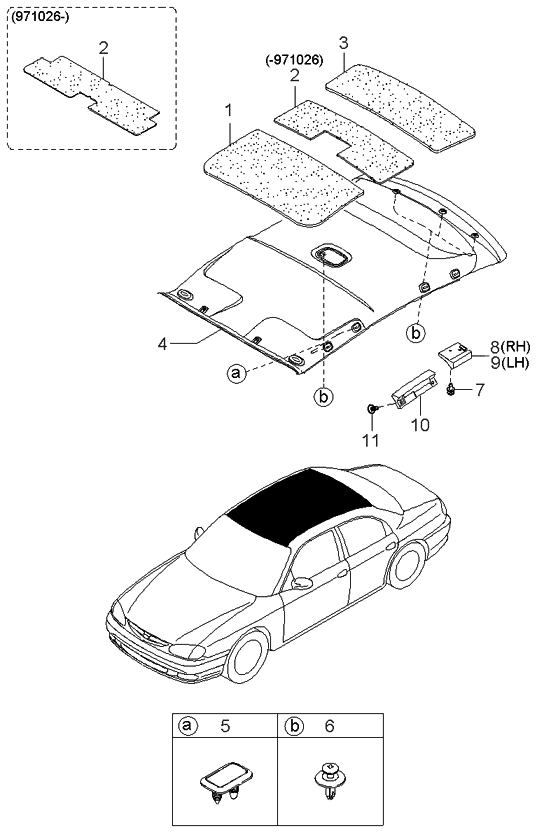 Kia 0K2AT68030G75 Top Ceiling Assembly Front