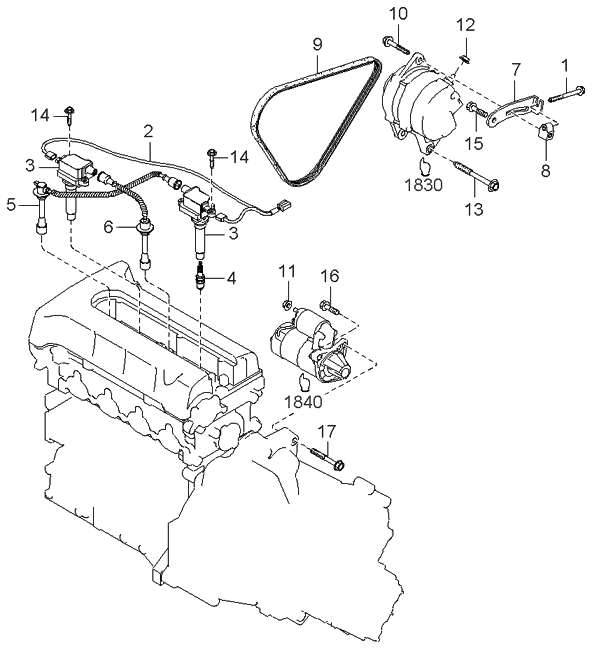 Kia 0K24718160B Hight Tension Cord Assembly