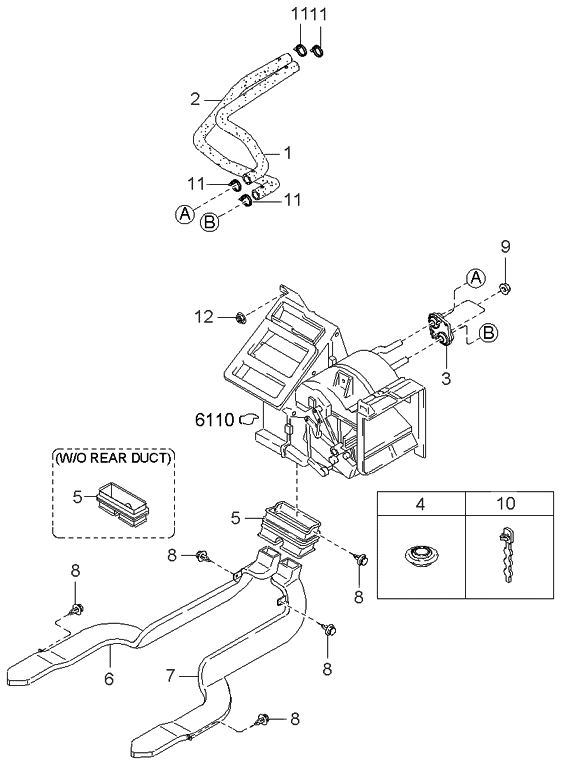 Kia 0K2AG61271 Duct-Rear,Center