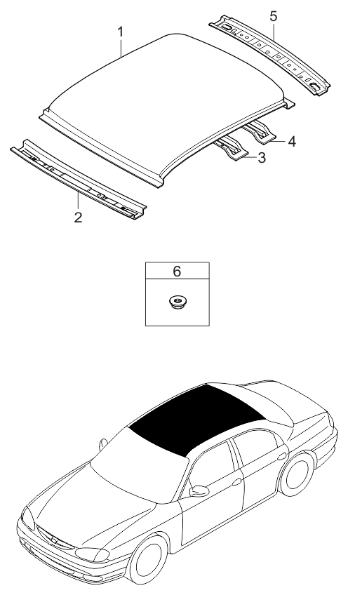 Kia 0K2A170660 Reinforcement-Roof