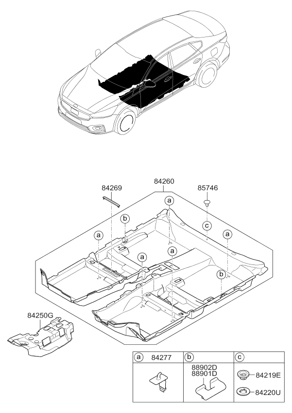 Kia 84270F2100YBR Hook-Car Mat