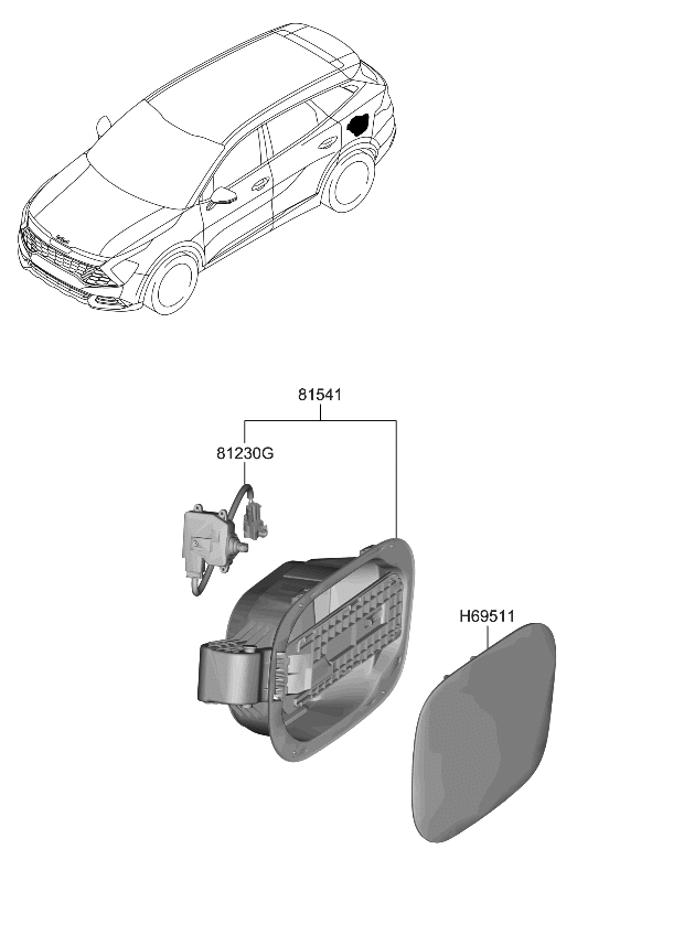 Kia 81595CH000 HOUSING-FUEL FILLER