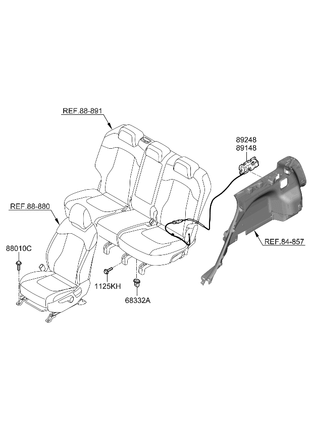 Kia 894B0P1000 LEVER ASSY-SEAT BACK