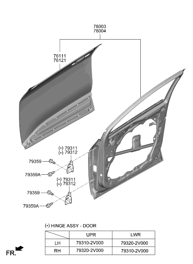 Kia 76003P1000 PANEL ASSY-FRONT DOO