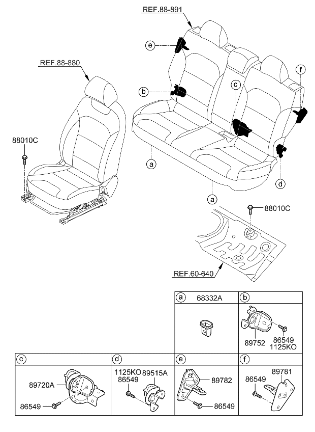 Kia 89751G5000 Hinge Assembly-Rear Seat