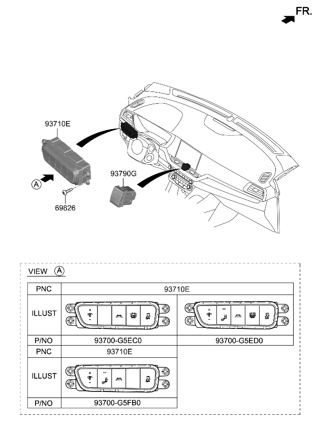 Kia 93700G5EC0DDK Switch Assembly-Side CRA