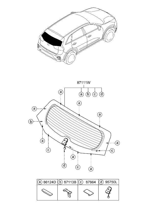 Kia 87110G5651 GLASS ASSY-TAIL GATE