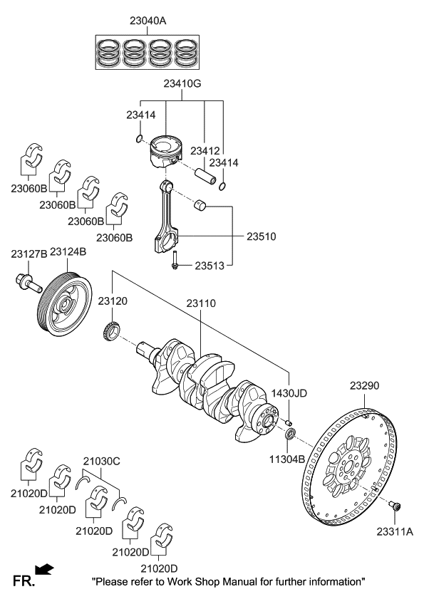 Kia 2304103HB0 Piston & Pin & Snap