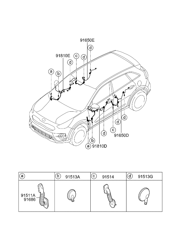 Kia 91981G5020 Grommet-Tail Gate Wiring