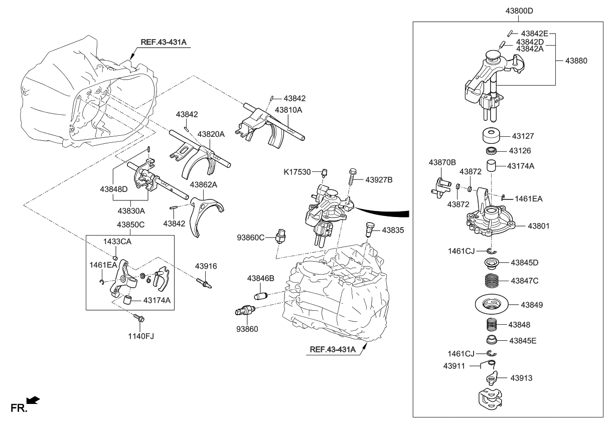 Kia 4382032300 Rail Sub Assembly-Shift