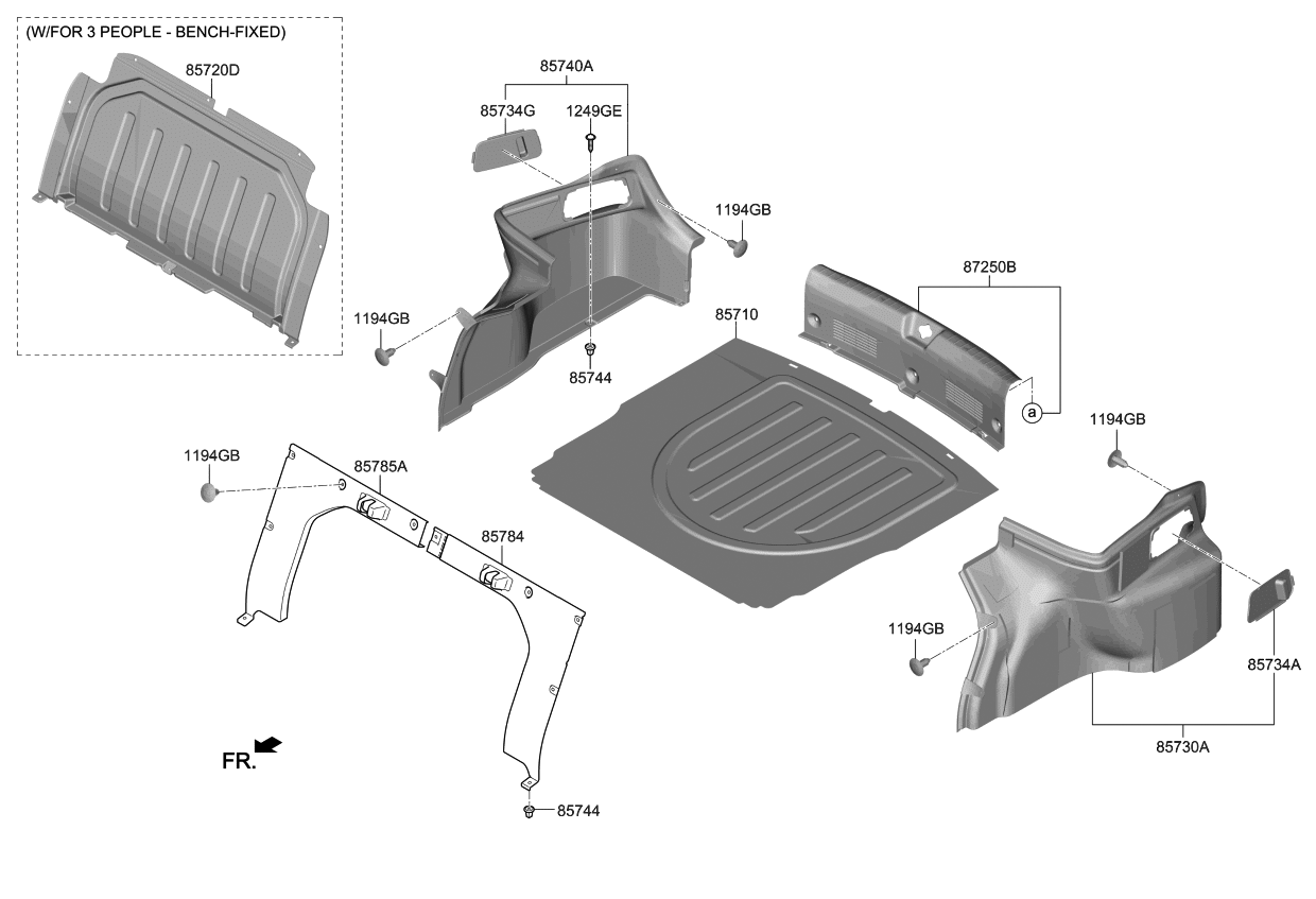 Kia 85770M7000WK Trim Assembly-Rr TRANSVE