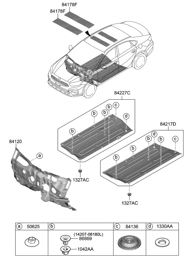 Kia 84227M7000 U/COVER-Ctr FLR OTR