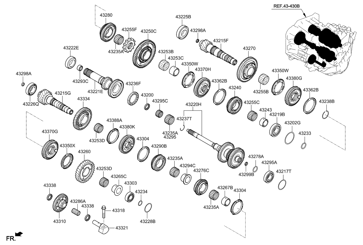 Kia 433102D000 Gear Assembly-Reverse Idler