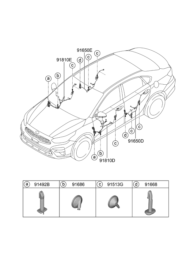 Kia 91630M7060 Wiring Assembly-Rr Dr RH